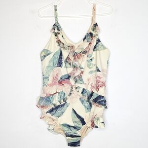 Mia Joy Joyfolie cream pink blue floral ruffle one piece swimsuit 12